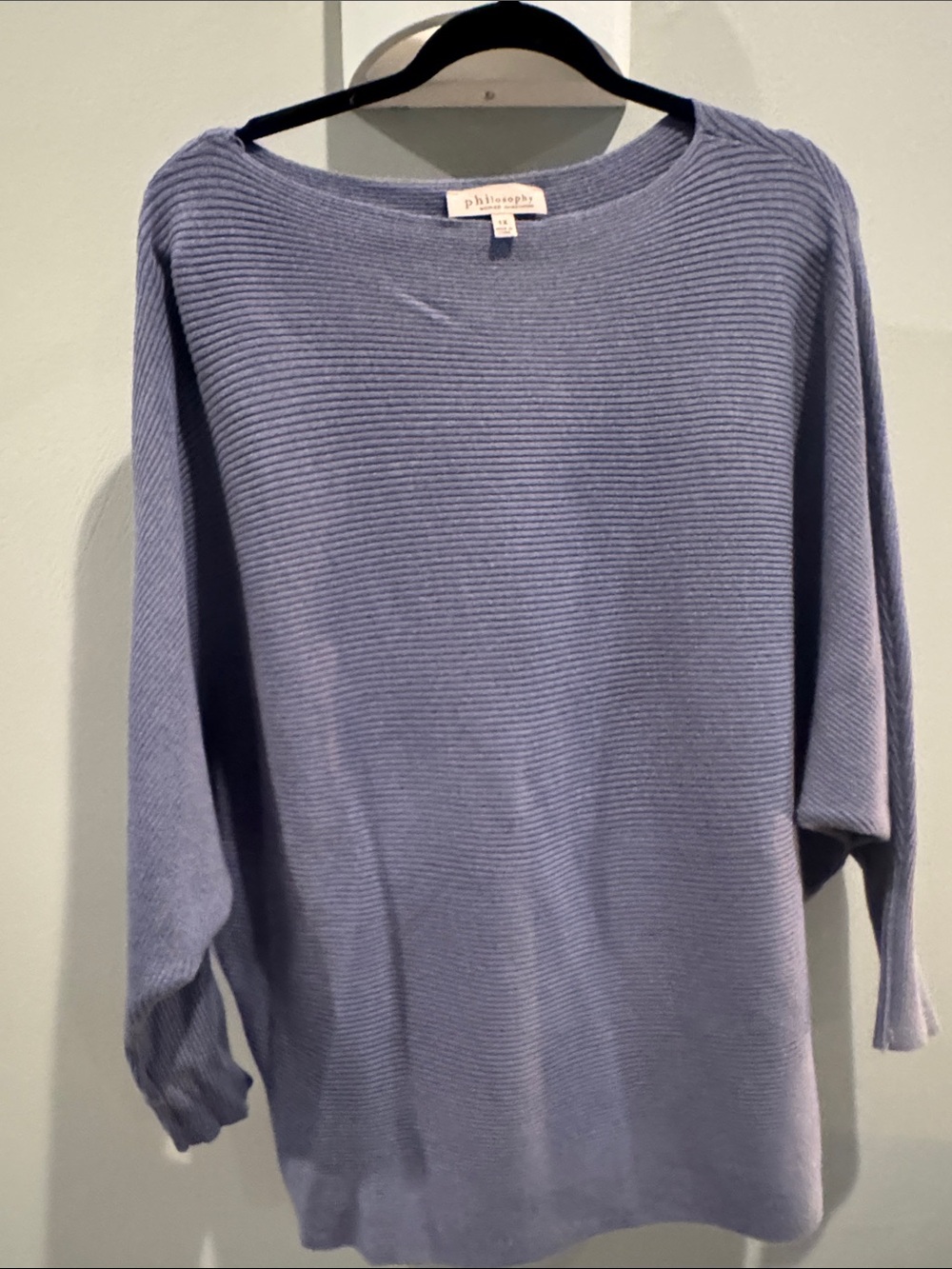 Philosophy Ribbed Boatneck Sweater in Dusty Lavender Blue